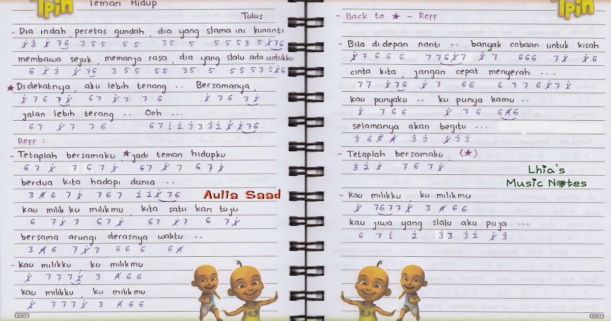 Not Angka Tulus Teman Hidup Aulia S World Not Angka Tulus Teman Hidup Aulia S World