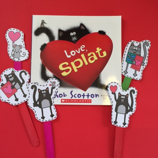 Splat the Cat Puppet Sticks for Story Retelling Preschool Printables