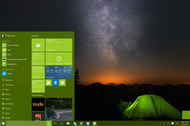 Sfondo, colori e menu' Start di Windows 10