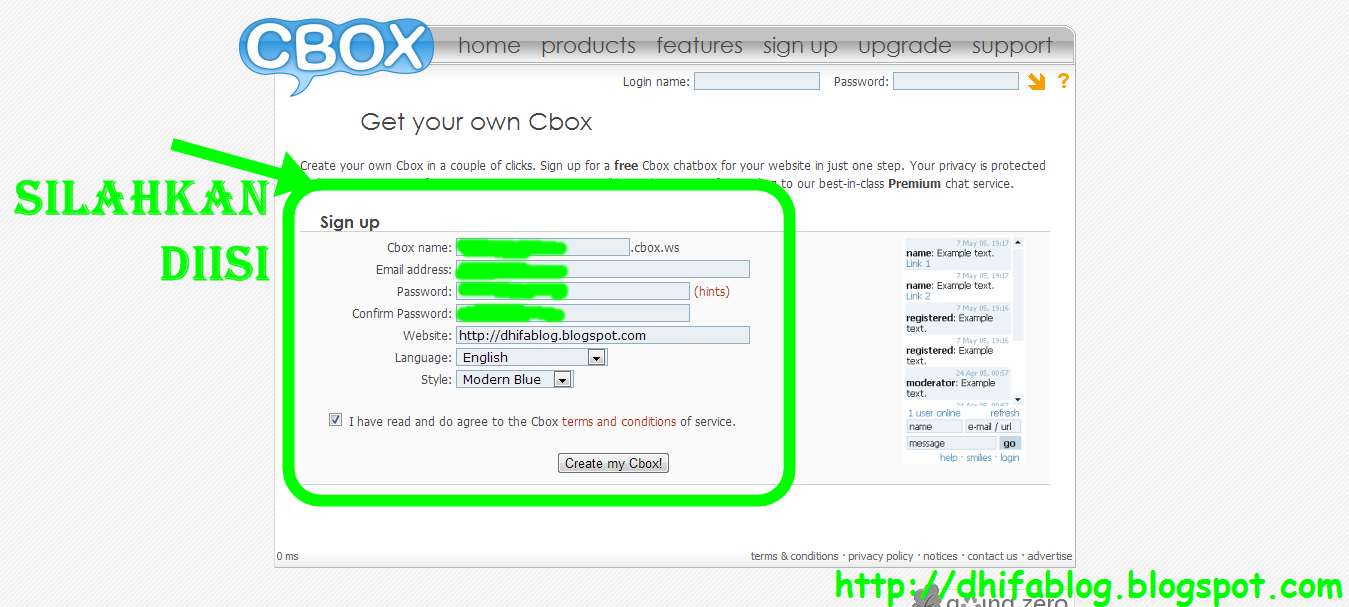 Cara Daftar Cbox Dhifa Blog