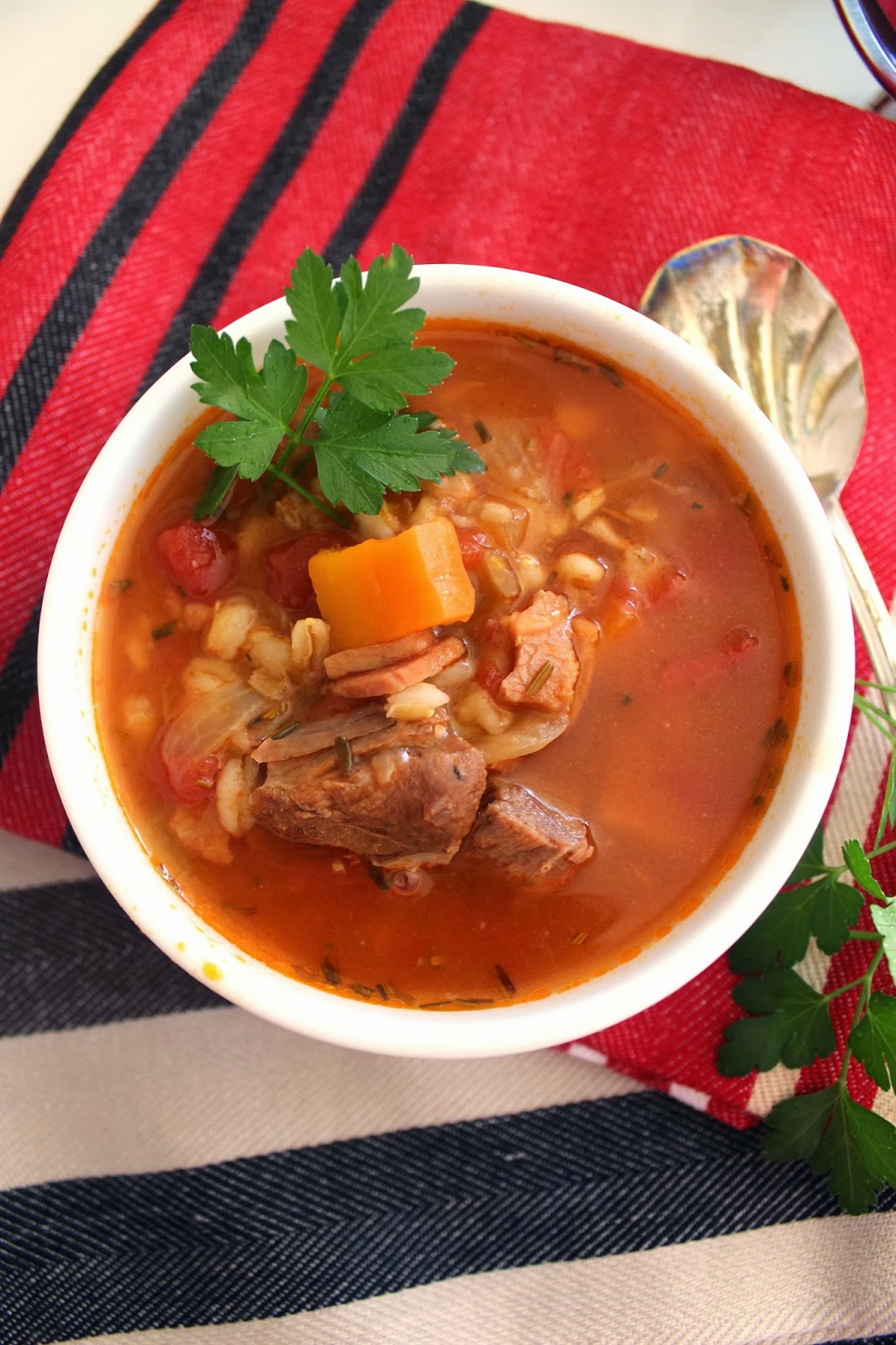 Slow Cooked Lamb with Vegetables and Pearl Barley Desire Empire