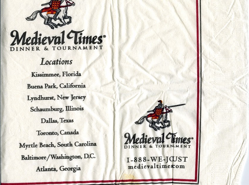 Navigation menu Over the years, Medieval Times Dinner & Tournament has become an iconic part of American culture, and with 9 locations spread across the United States it can offer a great experience to build your next vacation around, regardless of the area you're looking to escape to.