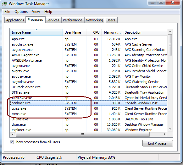 Security & AreaH Info conhost.exe