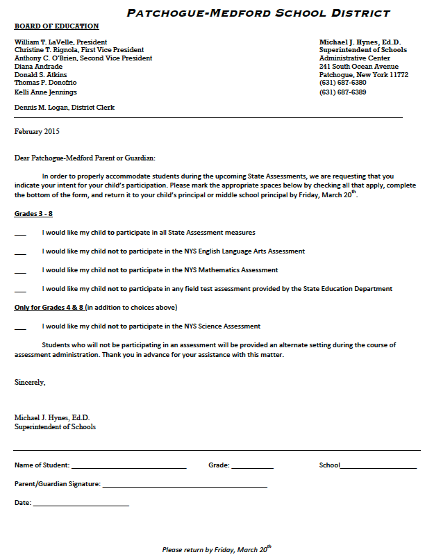 children should not be a number 2015 opt out letter
