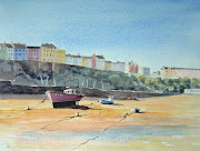 . picked up a buoy and also anchored on the beach to dry out on the sand. (tenby)