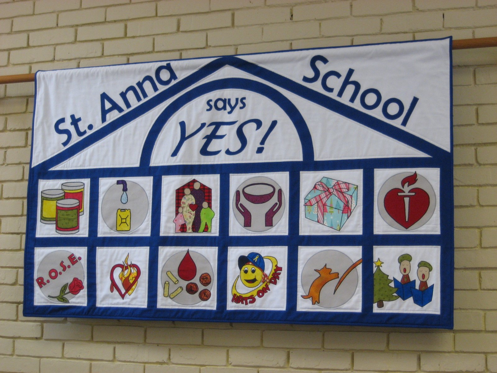 Hooked On Needles School Charity Banner On Display