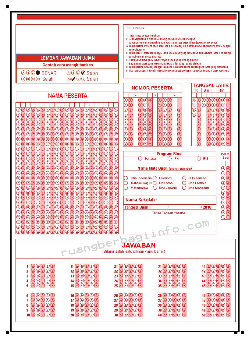 lembar jawaban komputer sd free