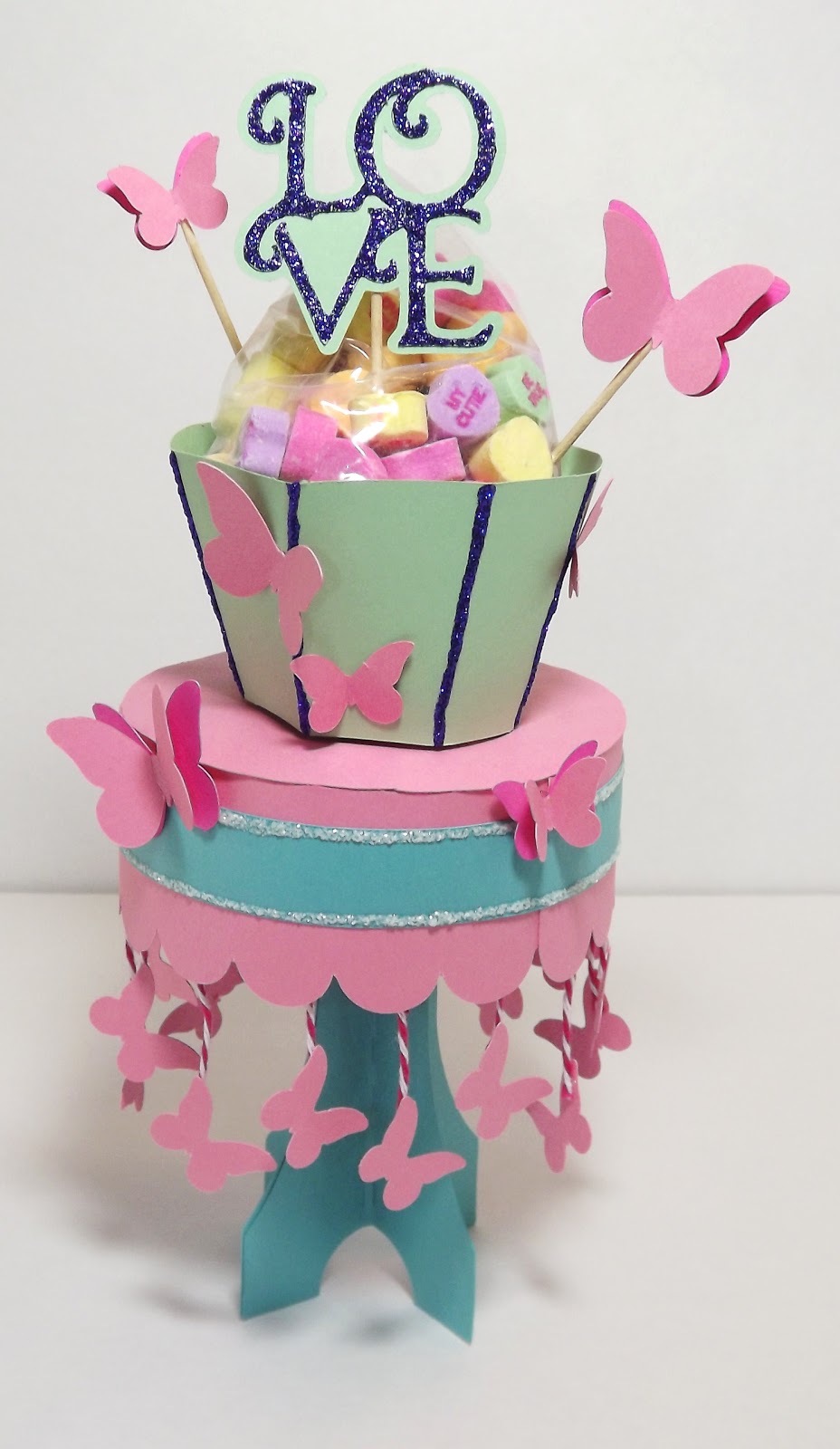 Crafty Pink Anchor Butterfly Love Cupcake Stand