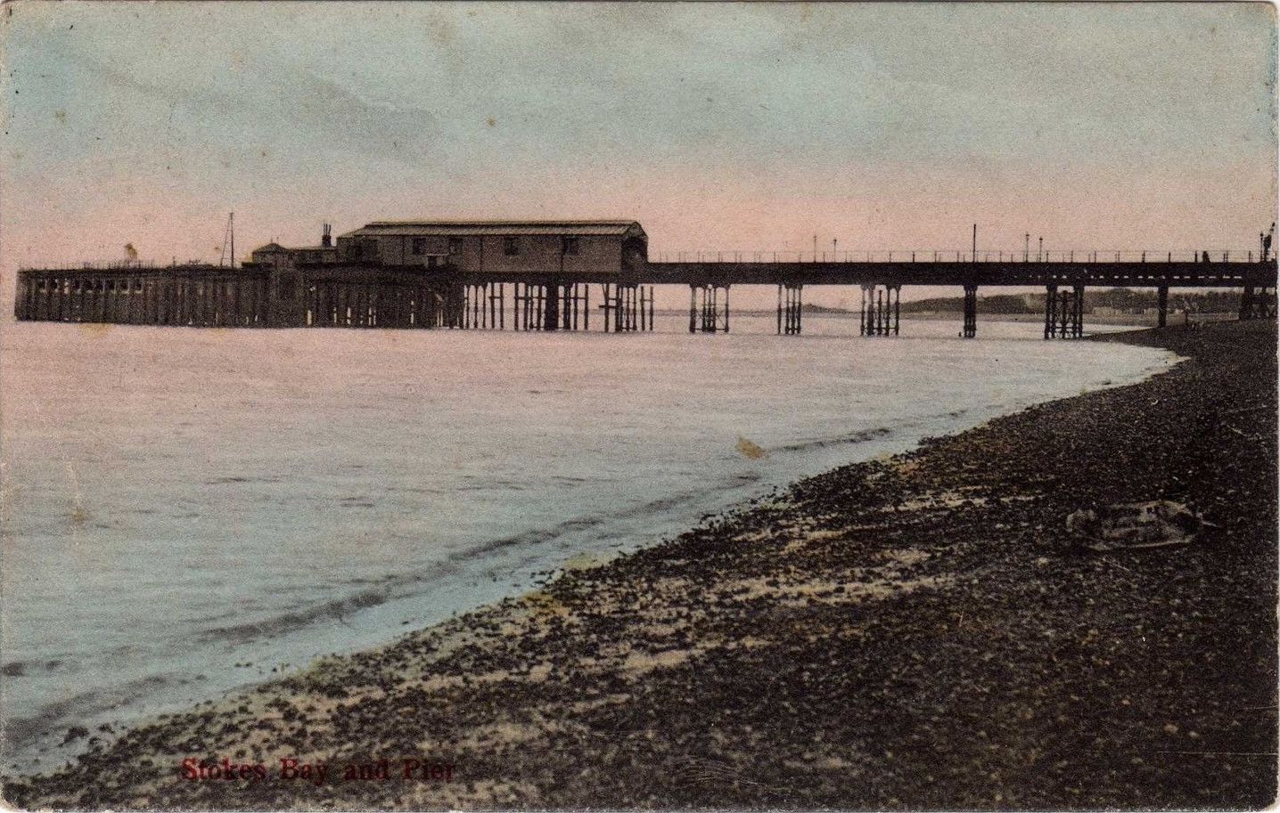 Tinted Postcard of Stokes Bay Pier