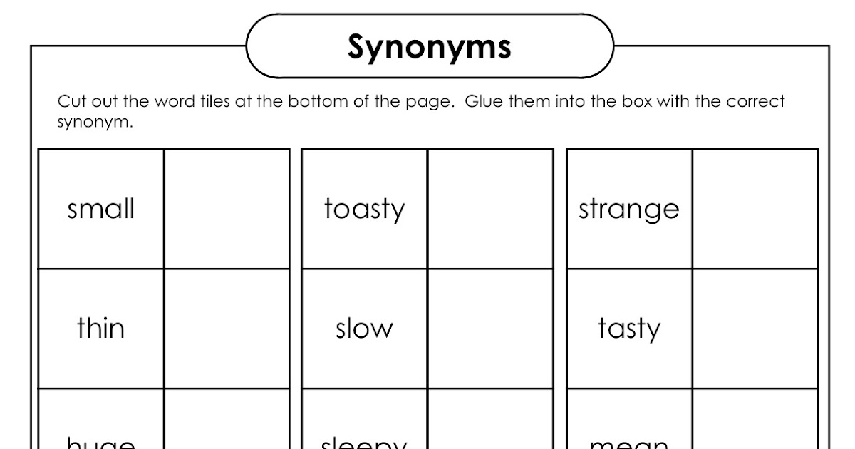 Everything Education Synonyms Worksheet