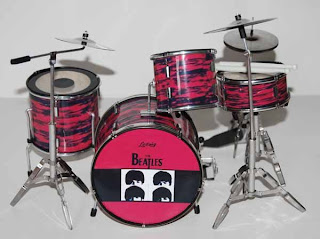 miniature drum set the beatles red
