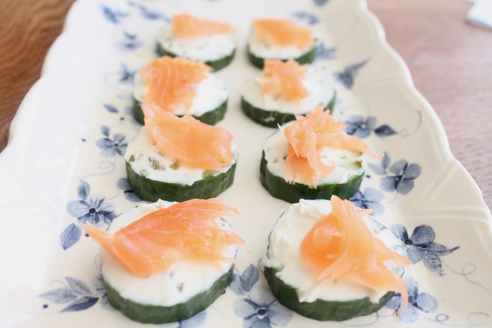 Easy Canapes Salmon, Cucumber and Cream Cheese