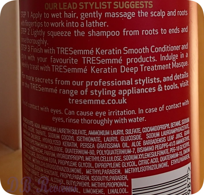 TRESemme Keratin Smooth (Keratin Restoring) Shampoo DB Reviews
