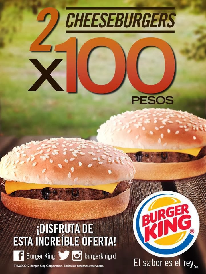 Promocioned Oferta 2 Cheeseburgers por 100.00 pesos en Burger King