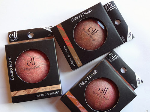 E.L.F. Studio Baked Blushes in Peachy Cheeky, Rich Rose, and Passion Pink