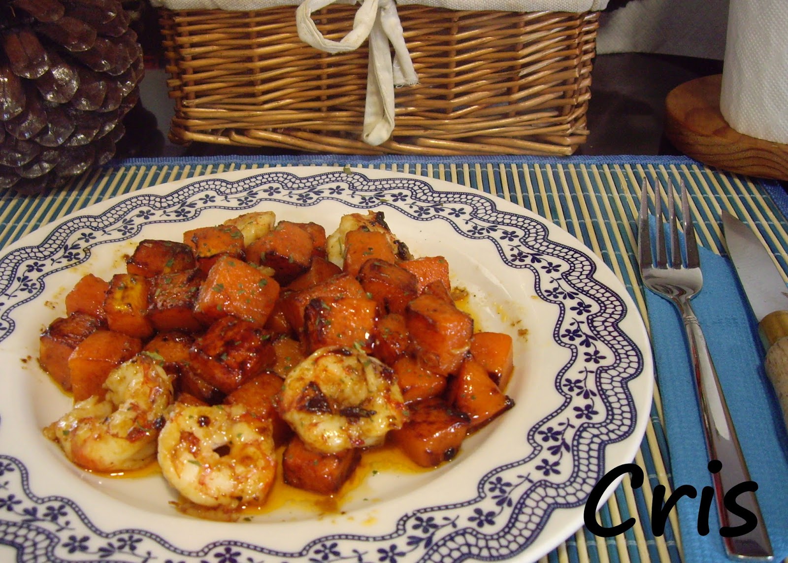 Calabaza Al Ajillo Con Gambón
