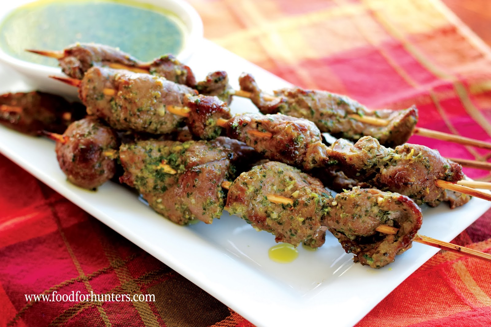 Food for Hunters Venison Skewers with CilantroGarlic Sauce