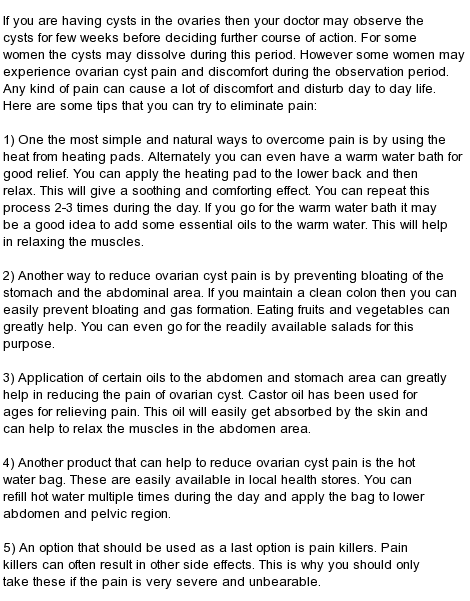Ovarian Cyst Pain Remedies 2013