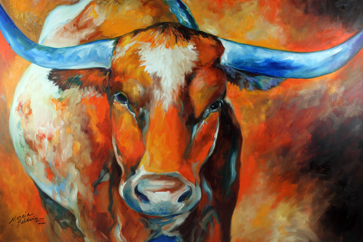 "Texas Longhorn" par Marcia Baldwin Painting, Abstract canvas