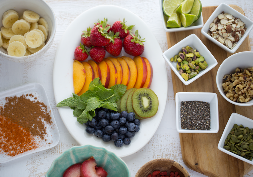 smoothie bowl toppings - fruit and nuts and seeds smoothie bowl toppings - fruit and nuts and seeds