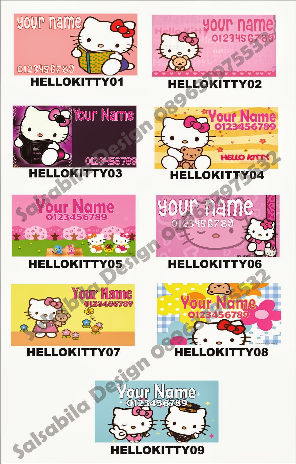 Sticker / Stiker / Label Nama Hello Kitty Jasa Desain & Percetakan