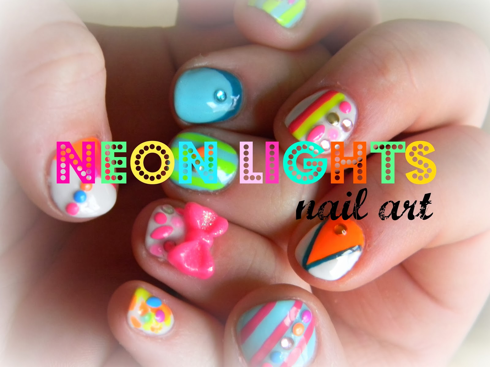 Neon Nail Art with Glitter Accents - wide 3