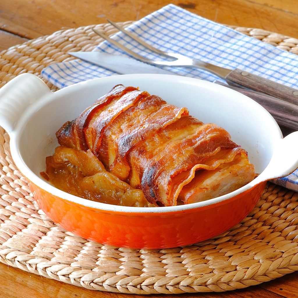 JULES FOOD... Cured Pork Belly Roasted with Apple, Onion and Brown Sugar