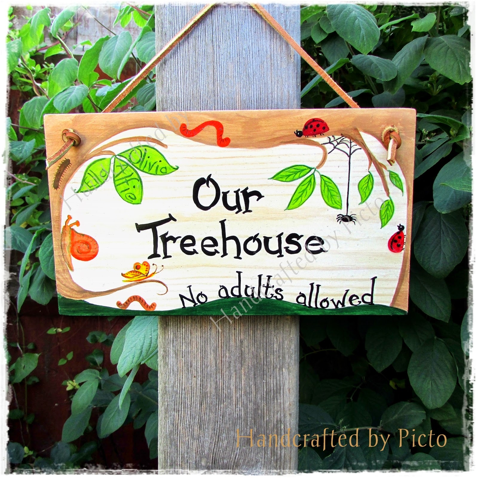 Handcrafted by Picto Plaques for a Treehouse & a Garden Shed