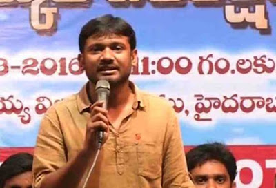 A protester hurled at JNUSU president Kanhaiya Kumar in Hyderabad during a seminar on Thursday.  After the shoe missed the Kanhaiya Kumar, the man started shouting creating a commotion.  As supporters of Kanhaiya Kumar tried to manhandle the man, the police intervened and took him away. A protester hurled at JNUSU president Kanhaiya Kumar in Hyderabad during a seminar on Thursday.  After the shoe missed the Kanhaiya Kumar, the man started shouting creating a commotion.  As supporters of Kanhaiya Kumar tried to manhandle the man, the police intervened and took him away.