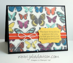 VIDEO: Sale-a-bration Sheer Perfection Vellum Butterflies Card #stampinup #sale-a-bration www.juliedavison.com