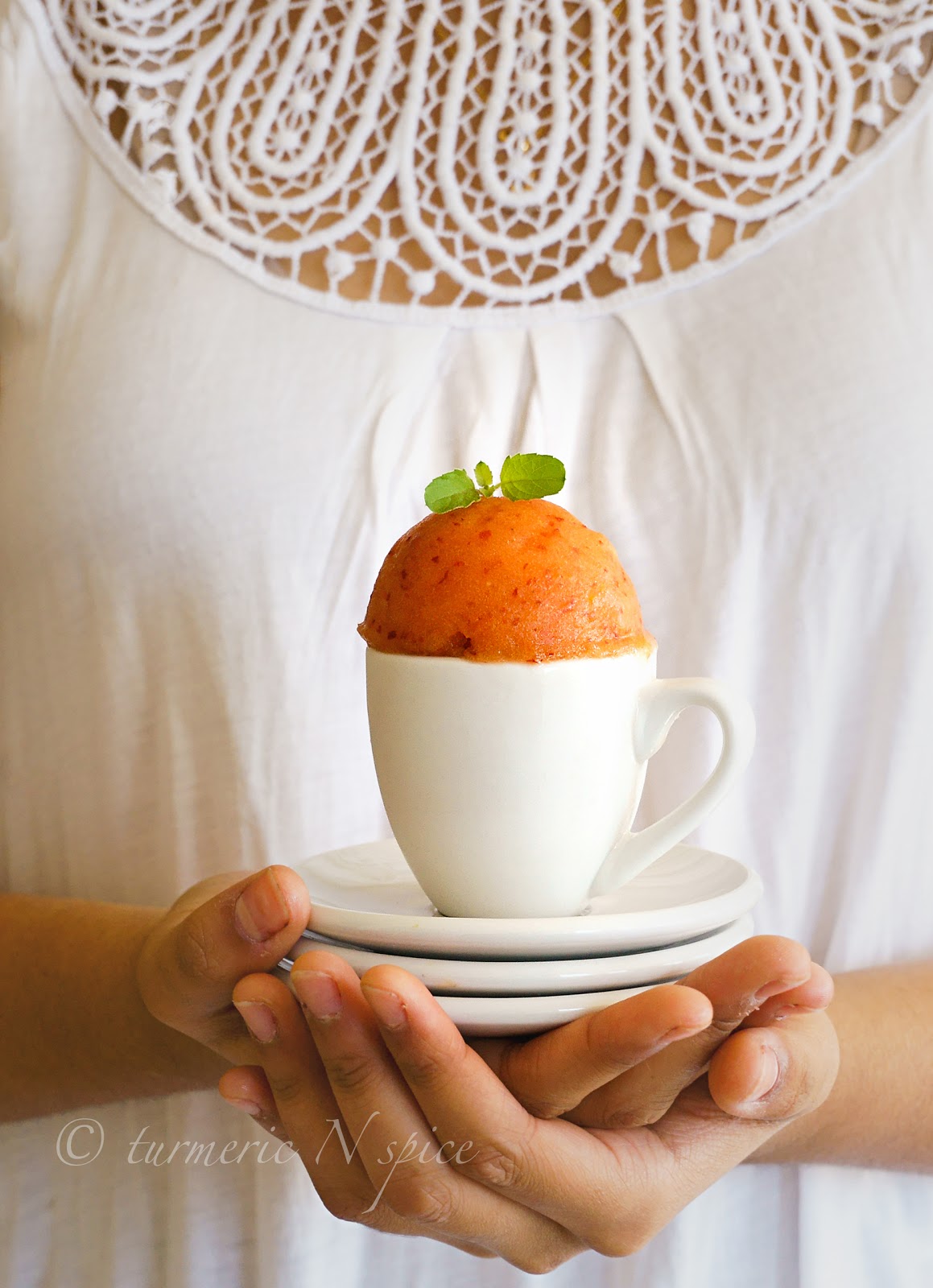 Turmeric n spice Peach Sorbet without an ice cream maker