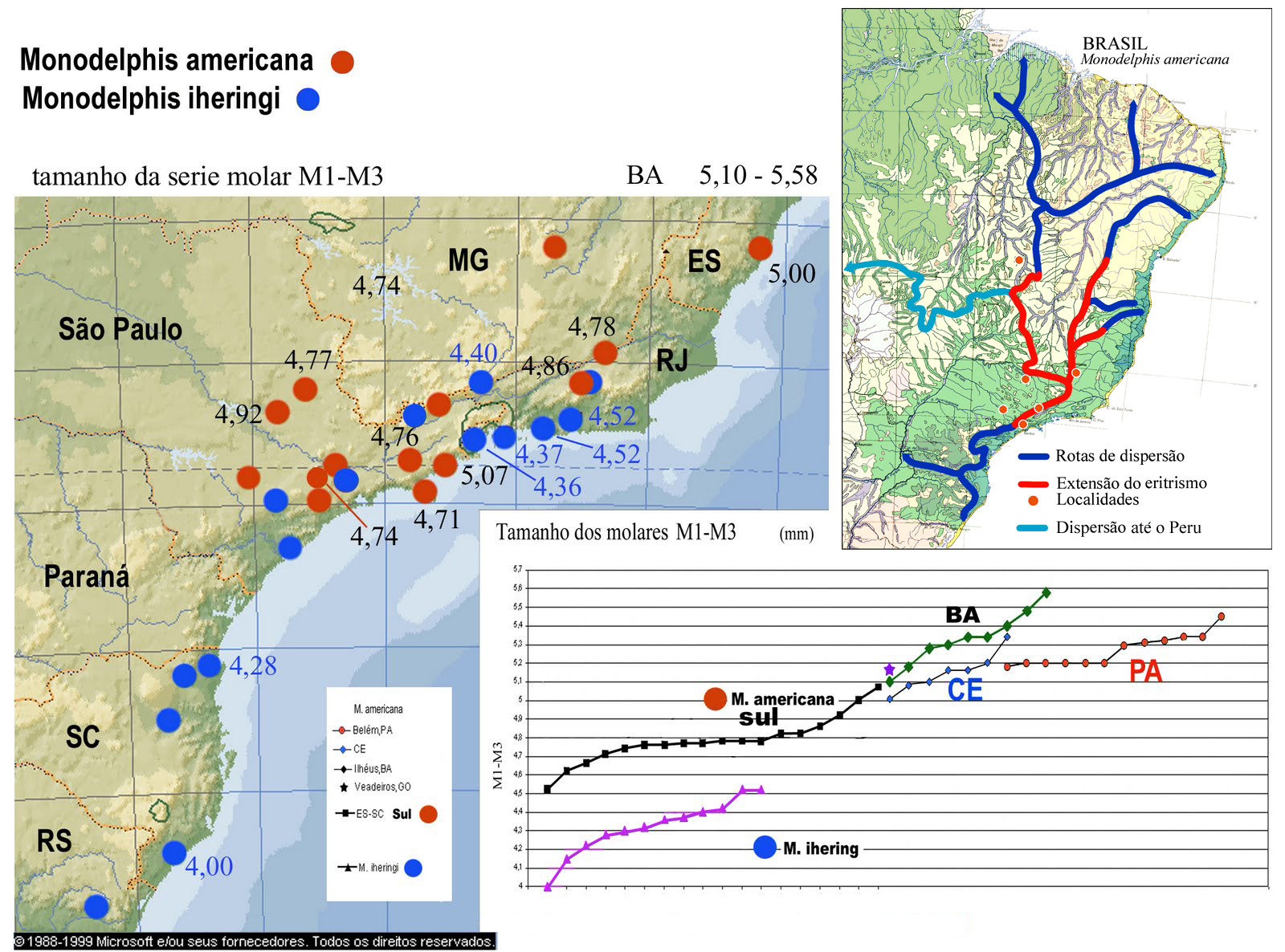 Monodelphis americana e M. iheringi distribution