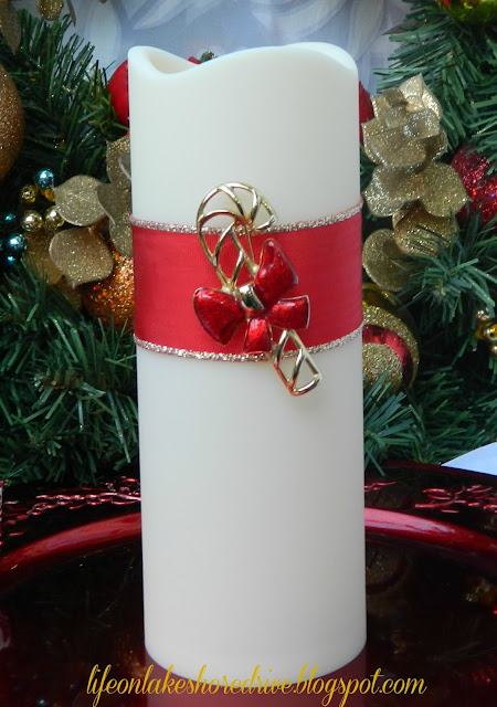 Decorate Candles with Christmas Jewelry