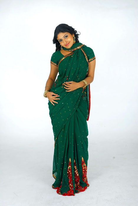 monica in green saree shoot unseen pics