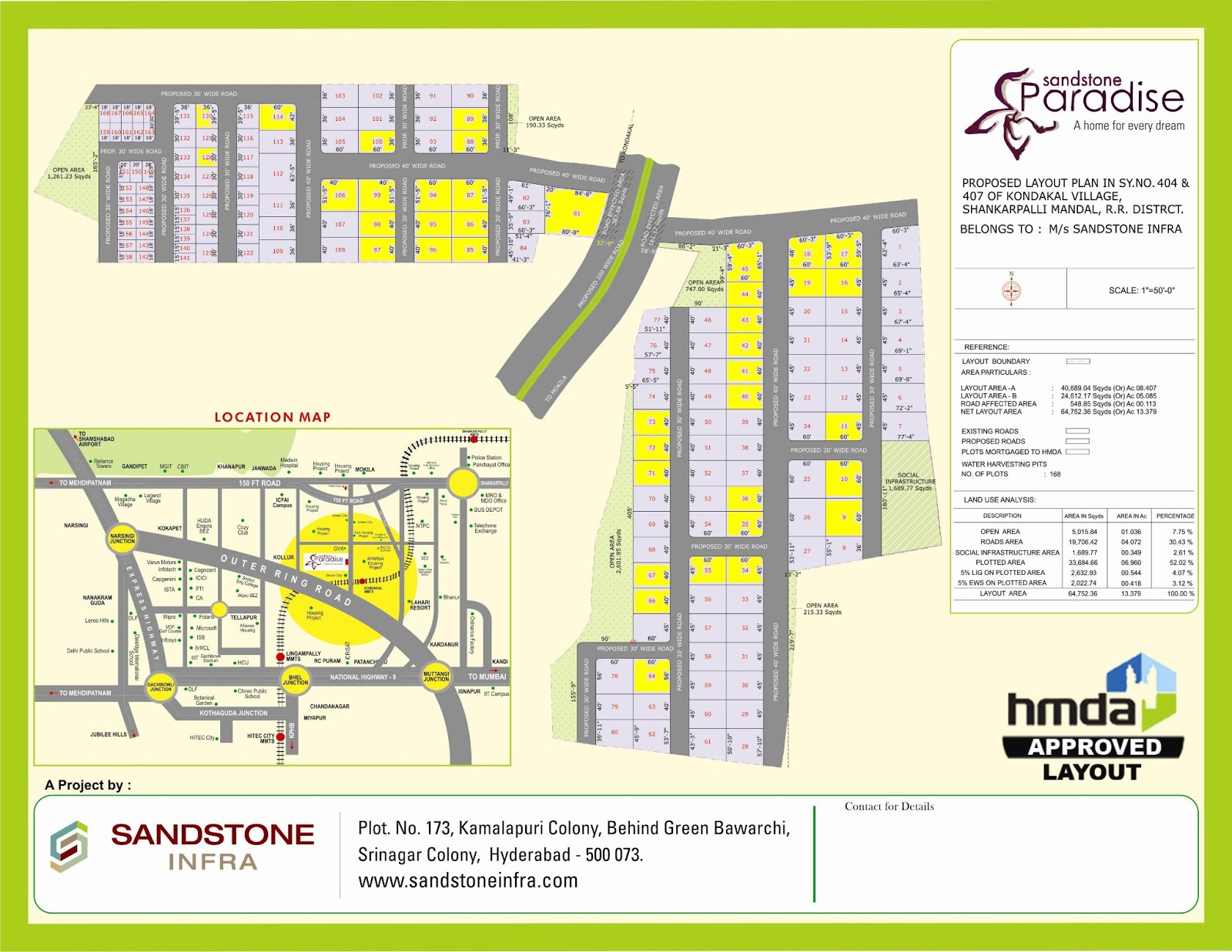 Indian Real Estate Hyderabad Sandstone Paradise gated community plot