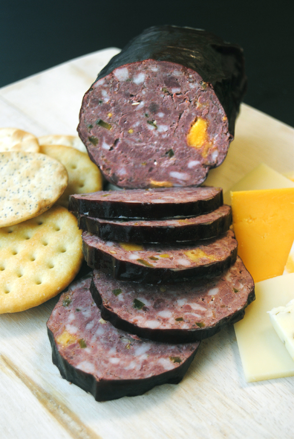 This summer sausage was made from fresh elk meat and flavored with