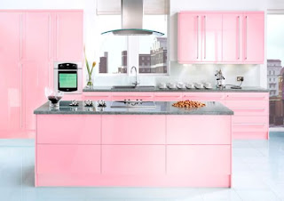 pink kitchen cabinets design