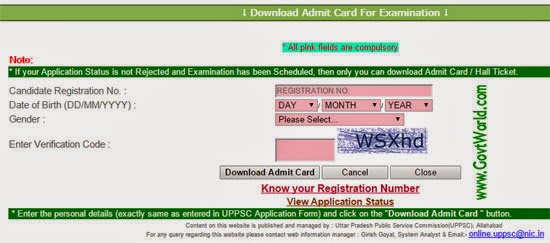 UPPSC Rajasva Nirikshak (Kanungo) Admit Card 2017