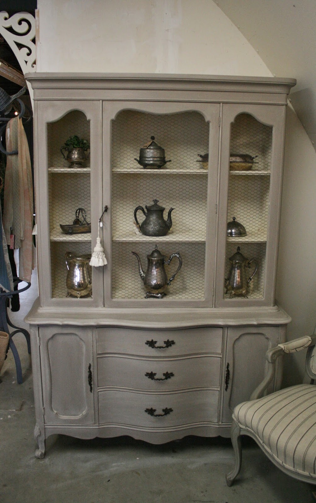 Reloved Rubbish French Provincial Hutch with Chicken Wire