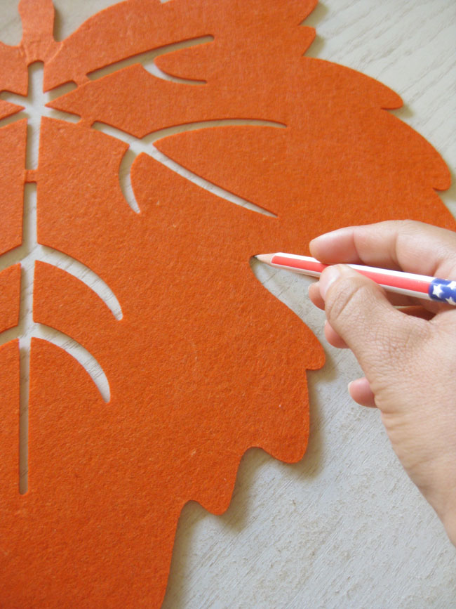 DIY Wooden Leaf Placemats and a Blue and Orange Tablescape