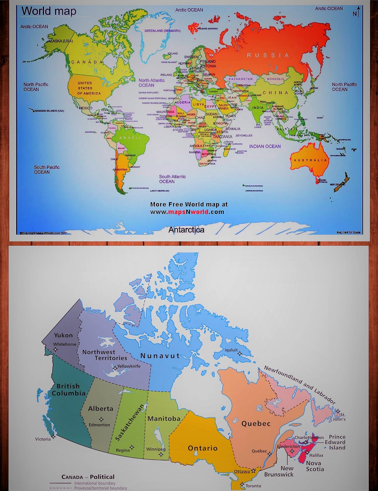 World and Canada Maps
