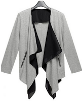 Grey Draped Collar Crop Sleeve Coat Grey Draped Collar Crop Sleeve Coat