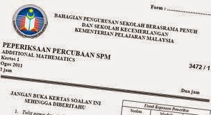 2014 | Koleksi Soalan Peperiksaan Percubaan Add Math Trial SPM 2014