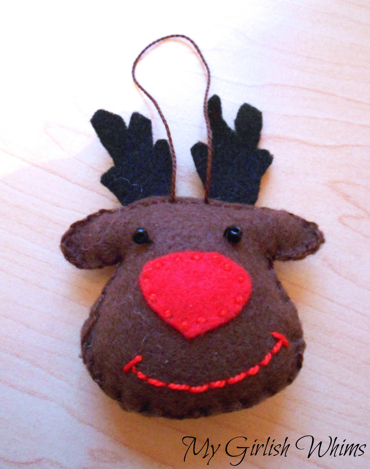 felt reindeer ornament my girlish whims