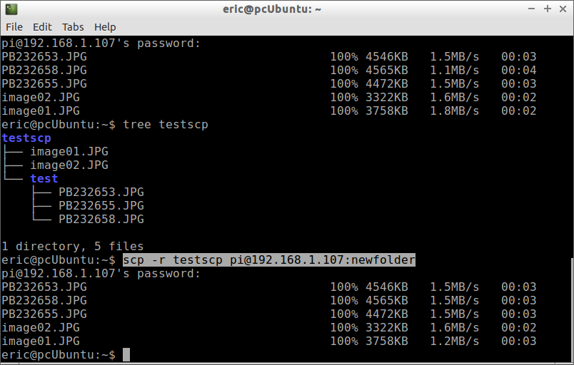 Hello Raspberry Pi scp copy folder