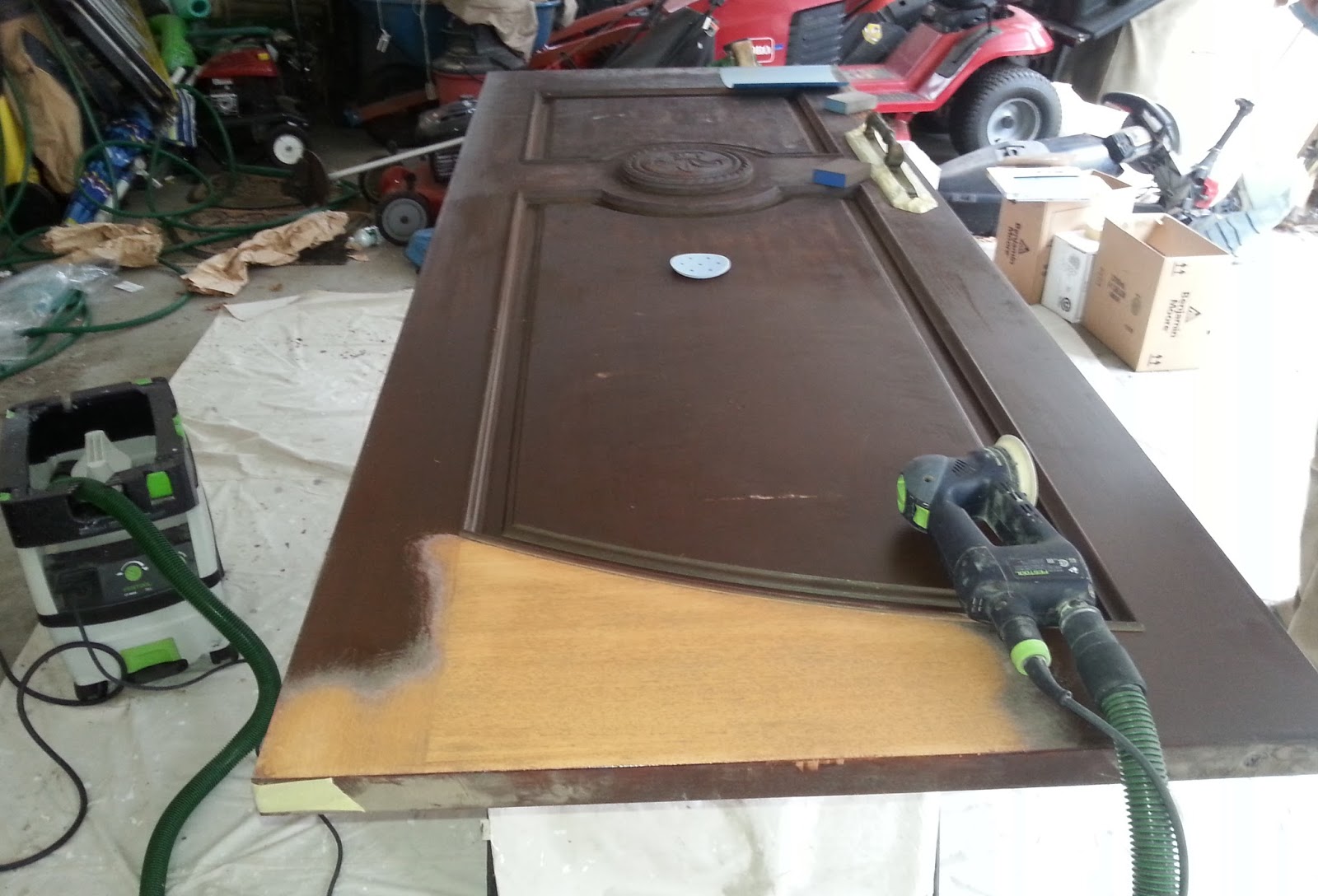 Sanding Doors & Once It Had Dried I Gave The New Oak And The Stainable