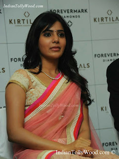 Samantha Latest Pink Transparent Net Saree Pics