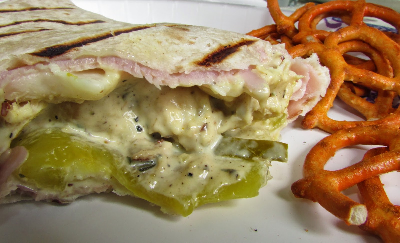 to my Kitchen Day 93 Dijon Chicken, Ham, & Cheese Wraps