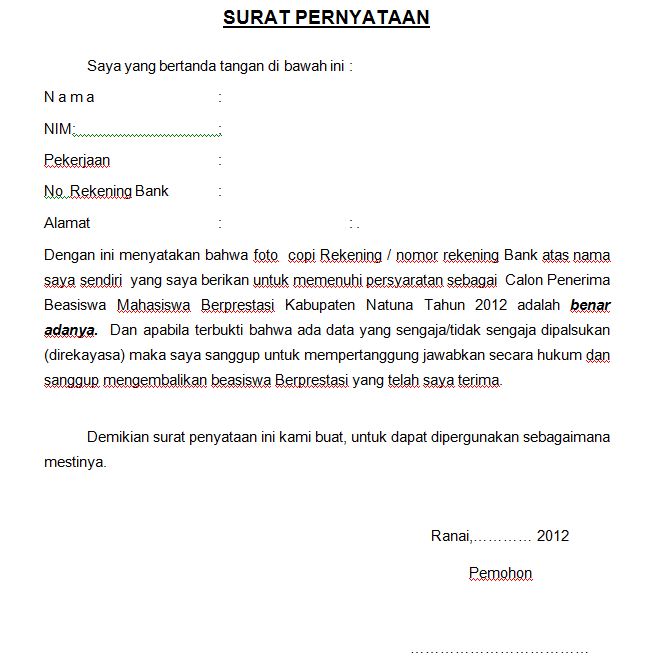 Format Surat Pernyataan « IPMKN Yogyakarta