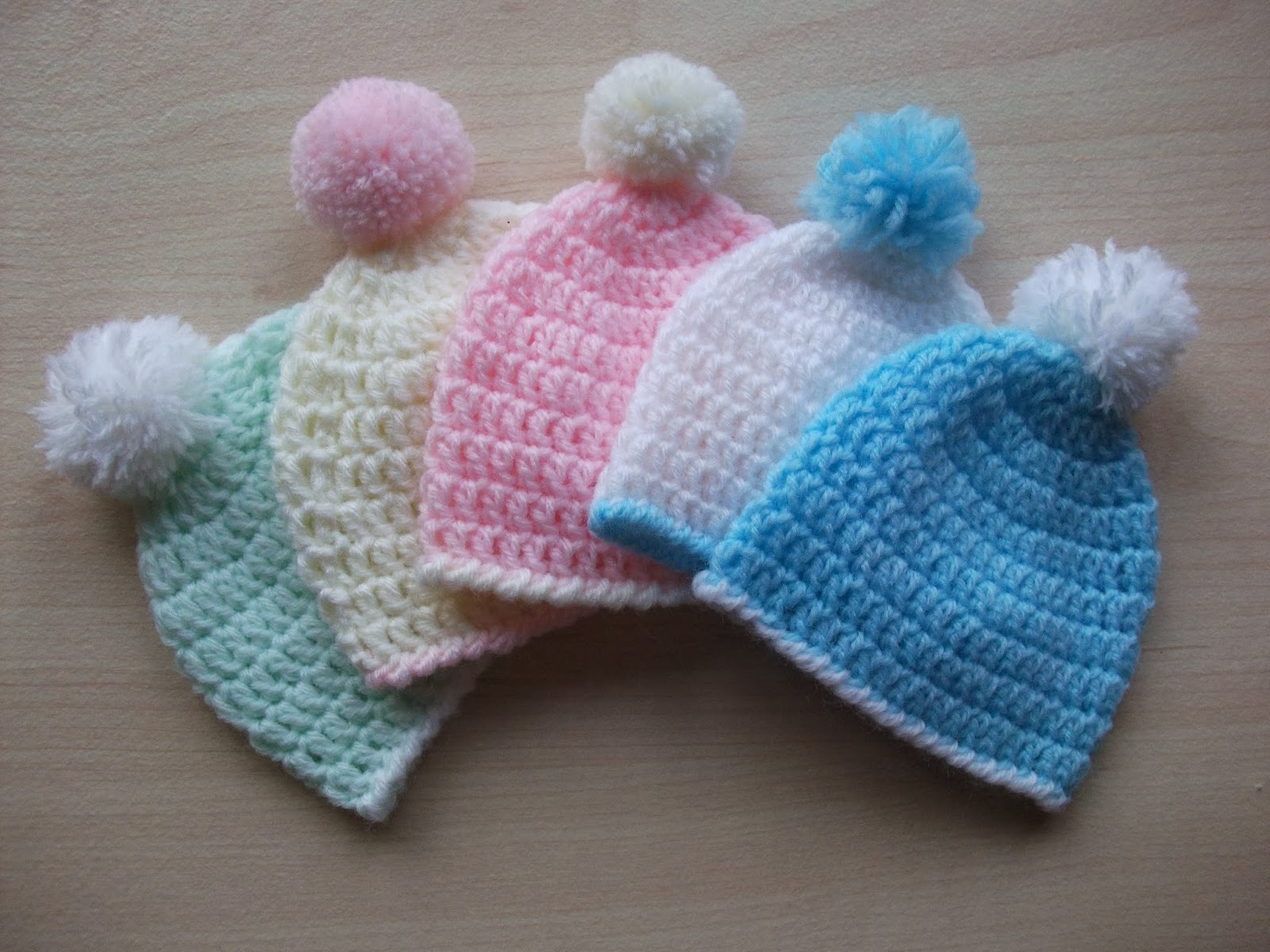 .Linda's Crafty Corner Pom Pom Baby Hat